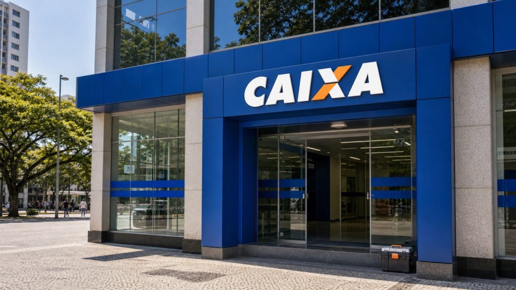 Fachada de uma agência da CAIXA relacionada ao programa Conecta MEI